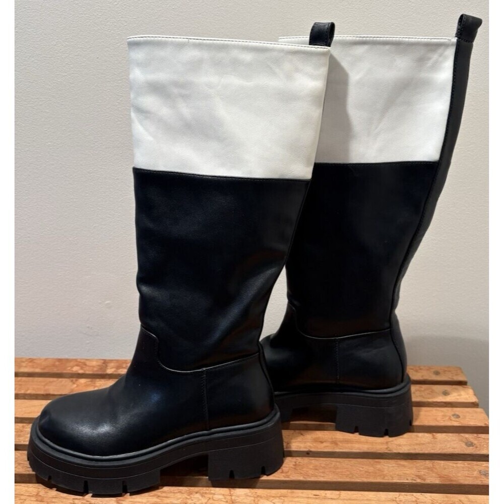 Azalea Wang Quintessence Colorblocked Chunky Lug Sole Heeled Boots 7.5 - Picture 2 of 16